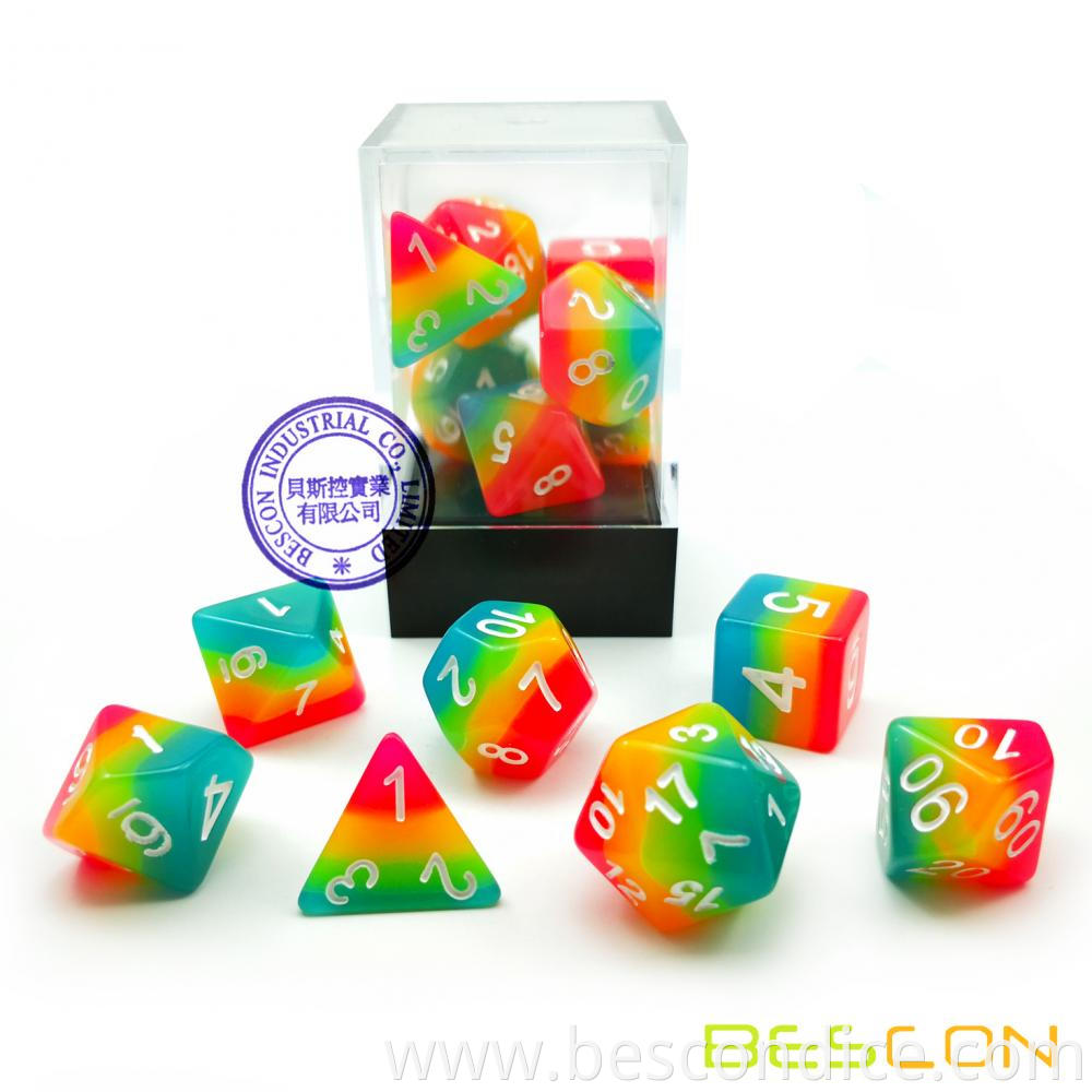 Glow In Dark Rainbow Dnd Dice Set 1